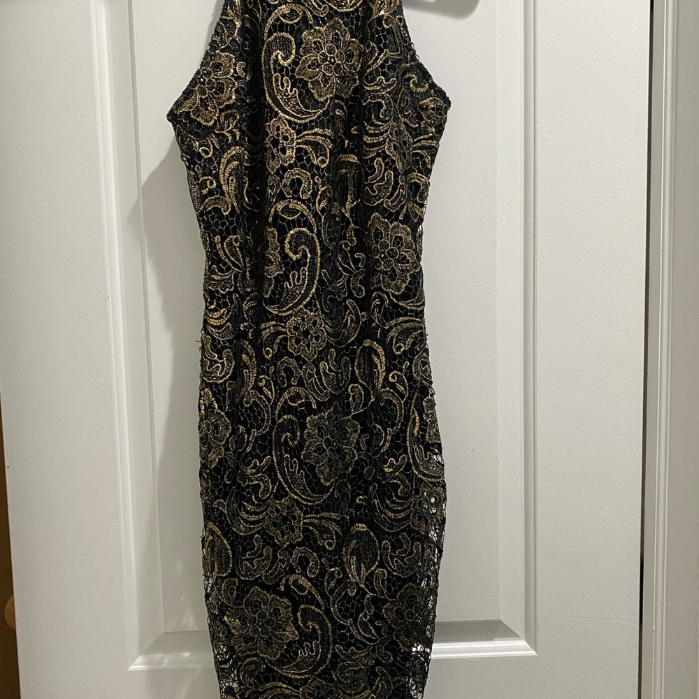 Black and Gold Midi Dress (S)